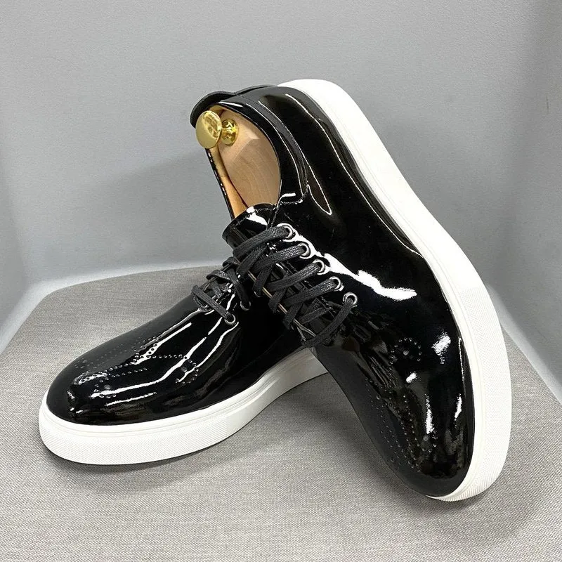 Slick Patent Leather Street Loafer with Custom Perforated Toe