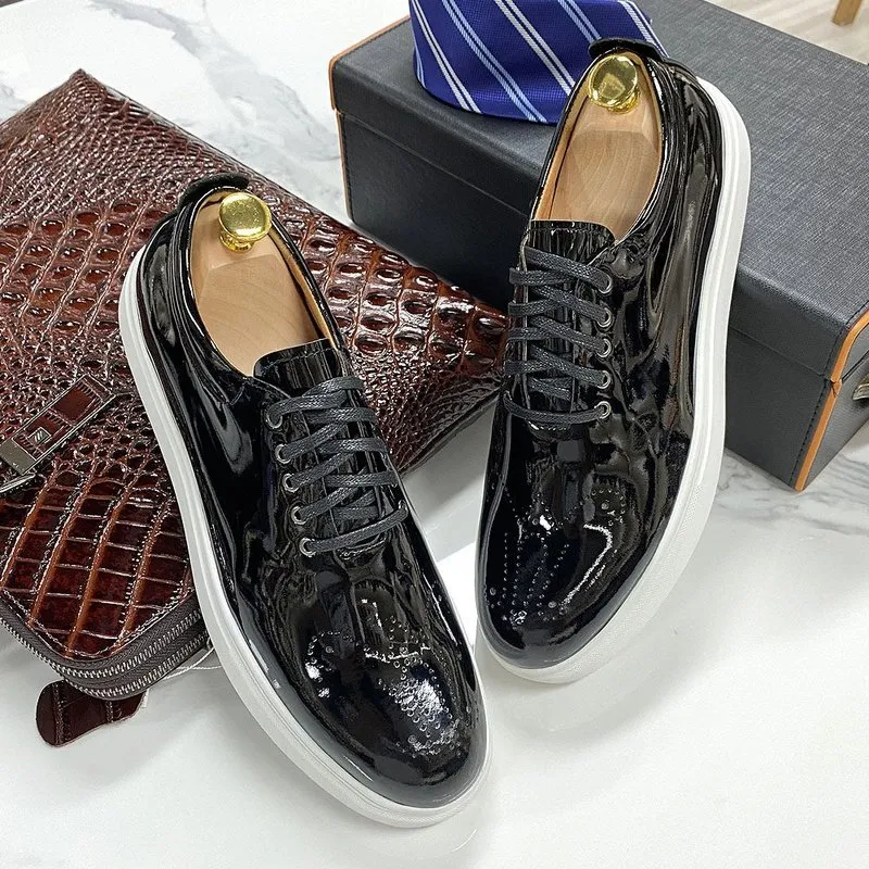 Slick Patent Leather Street Loafer with Custom Perforated Toe