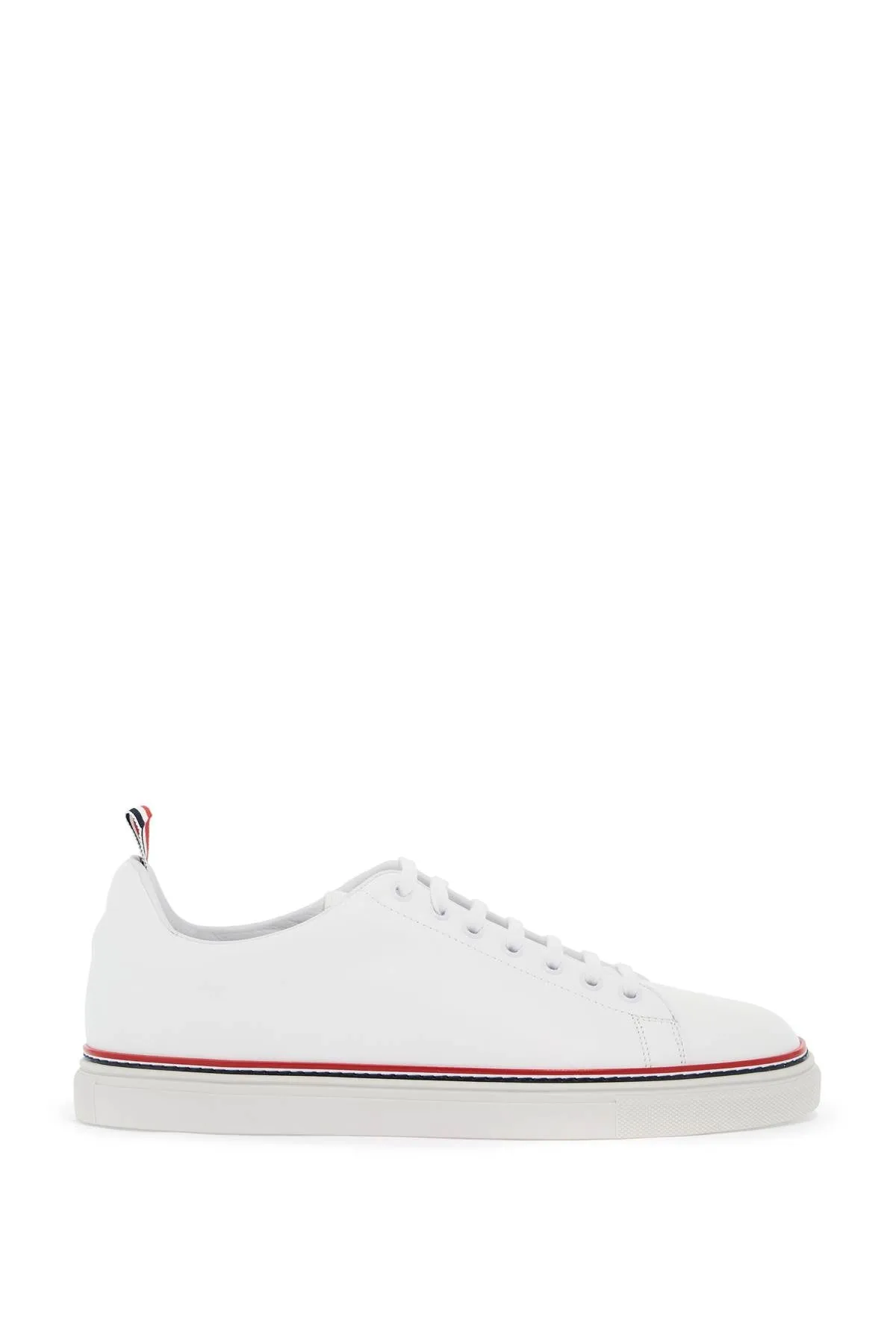 smooth leather sneakers with tricolor detail. MFD219A 05584 WHITE