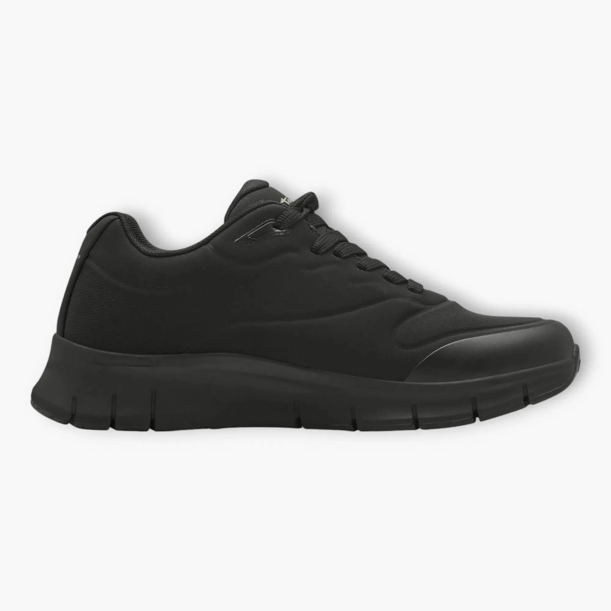 Tamaris Black Waterproof Lace-Up Shoe with Wedge Sole and Tex Membrane