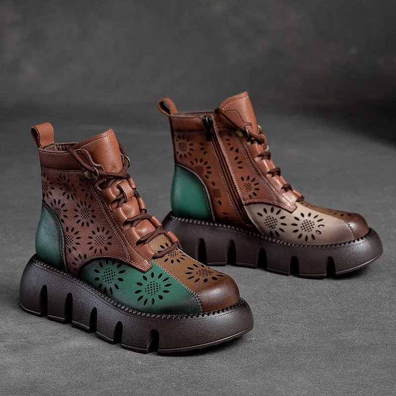 Thick-Soled High-Top Hollowed-Out Retro Style Autumn Martin Boots