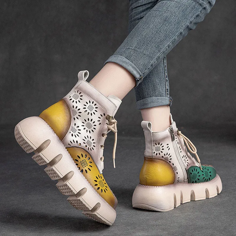 Thick-Soled High-Top Hollowed-Out Retro Style Autumn Martin Boots