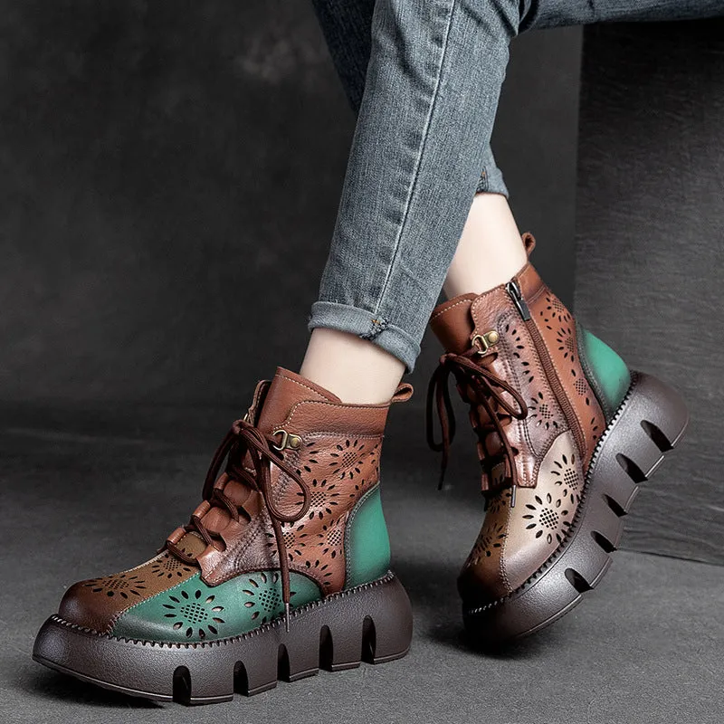Thick-Soled High-Top Hollowed-Out Retro Style Autumn Martin Boots