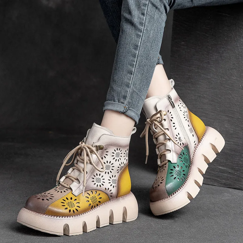 Thick-Soled High-Top Hollowed-Out Retro Style Autumn Martin Boots