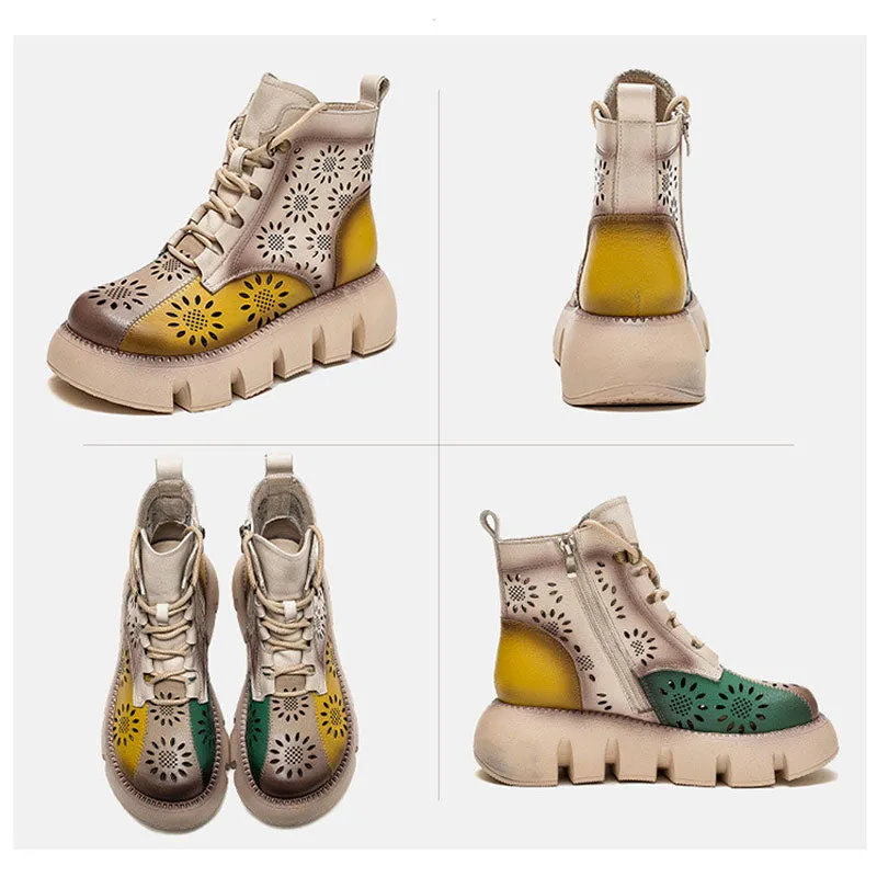 Thick-Soled High-Top Hollowed-Out Retro Style Autumn Martin Boots