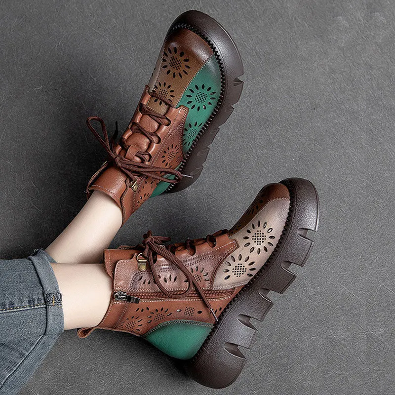 Thick-Soled High-Top Hollowed-Out Retro Style Autumn Martin Boots