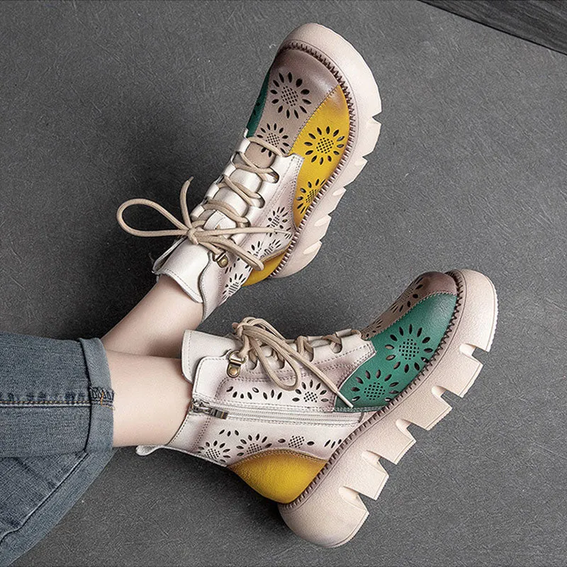 Thick-Soled High-Top Hollowed-Out Retro Style Autumn Martin Boots