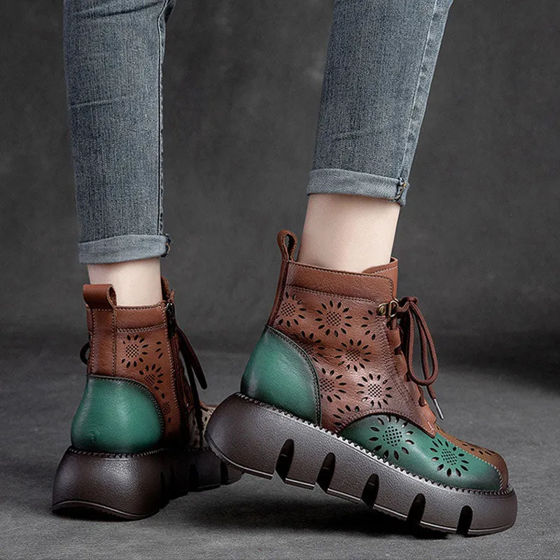 Thick-Soled High-Top Hollowed-Out Retro Style Autumn Martin Boots