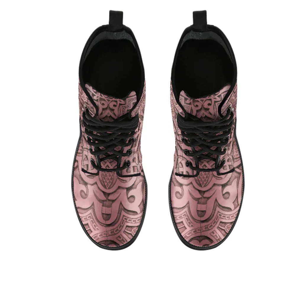 Vintage Mandala Ceilings in Brandy Rose - Vegan Leather Combat Boots for Women's