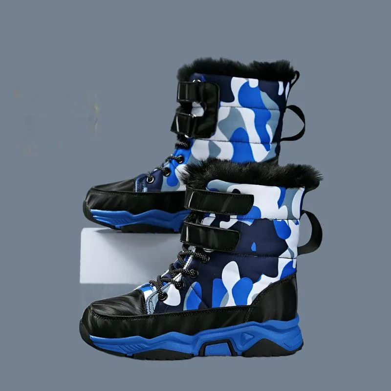 Winter Adventure Boys' Warm Velvet Waterproof Non-Slip Thickened Cotton Boots