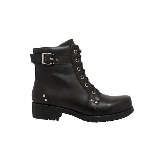 Women's 7" Biker Boot Black Leather Boots