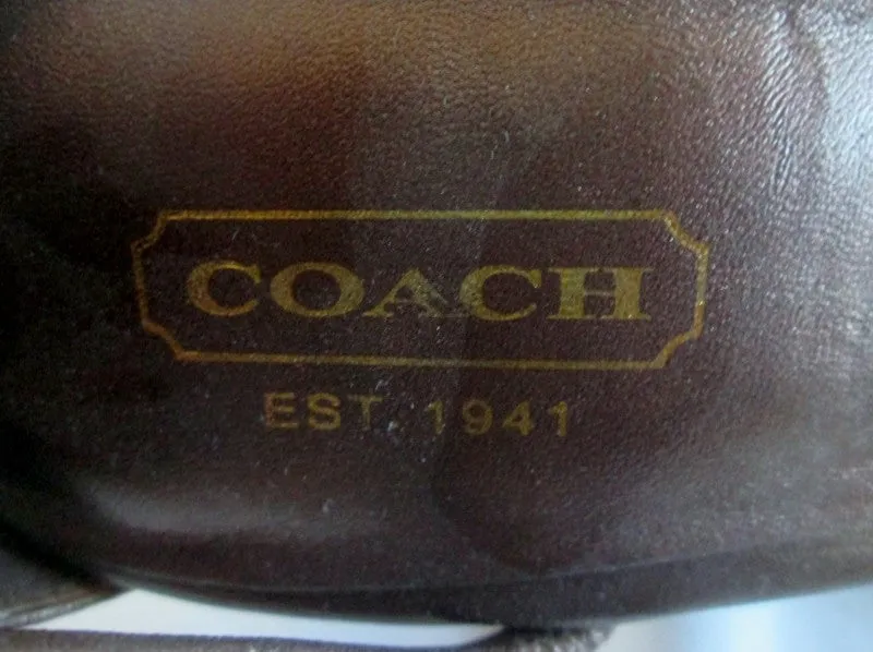 Womens COACH KINSEY Wedge Sandals High Heel 9 BROWN SIGNATURE JACQUARD