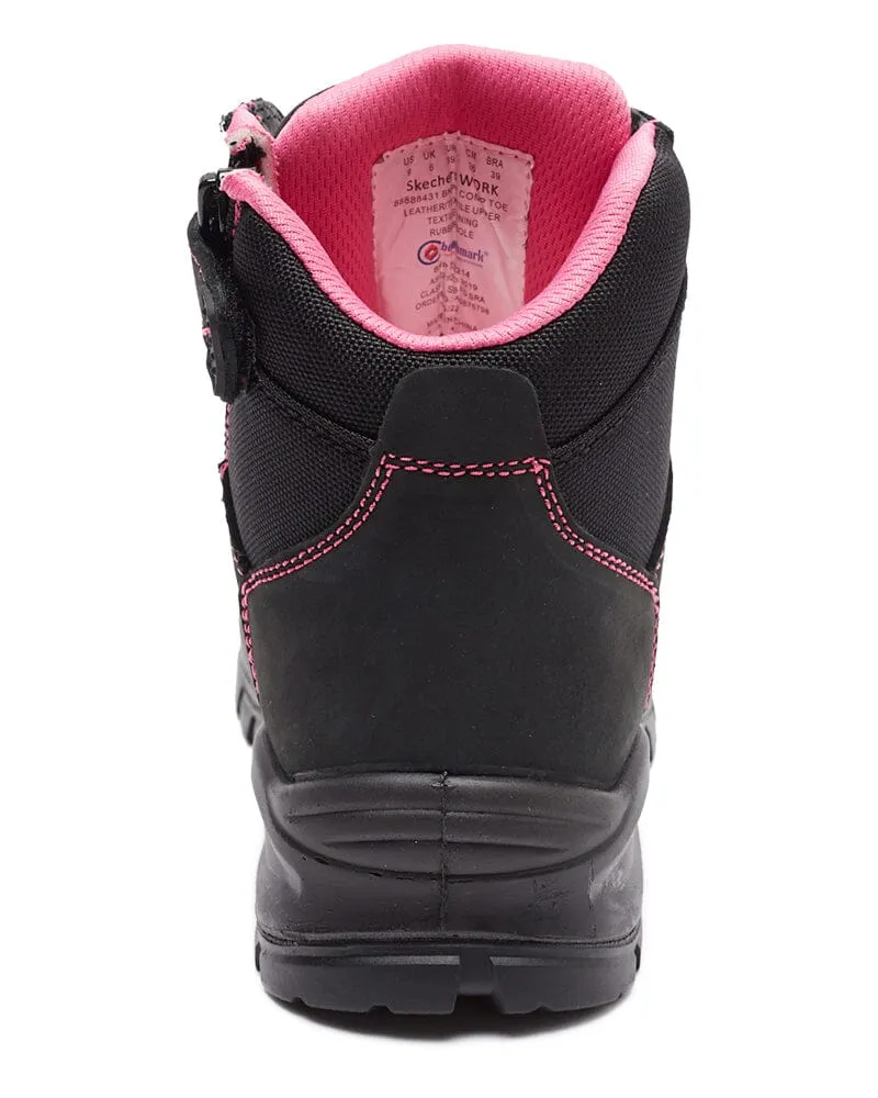 Womens Composite Toe Work Boot - Black/Pink
